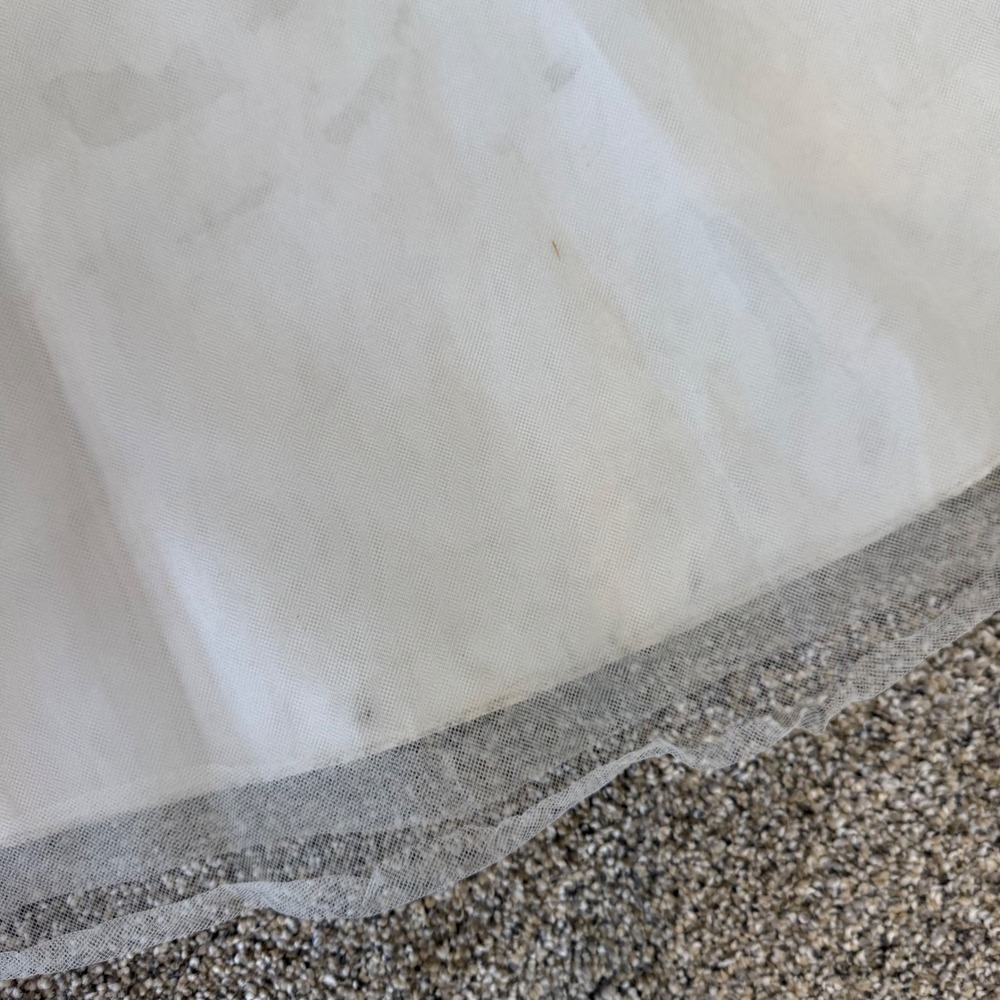 Davids Bridal Lace Tulle A-Line Wedding Dress Bead Sash WG3711 White Ivory - Picture 12 of 16